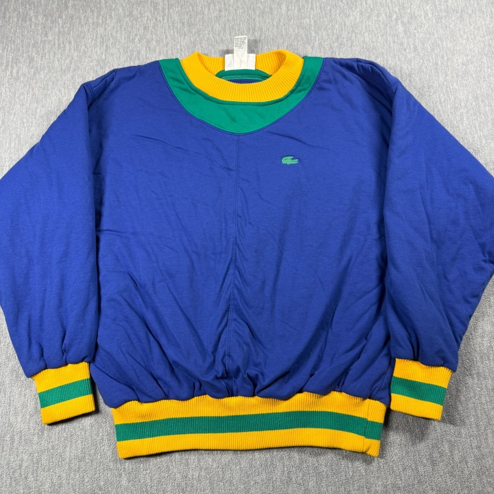 Izod Lacoste Sweatshirt Women L Blue Vintage Colorblock Pullover Crewneck‎